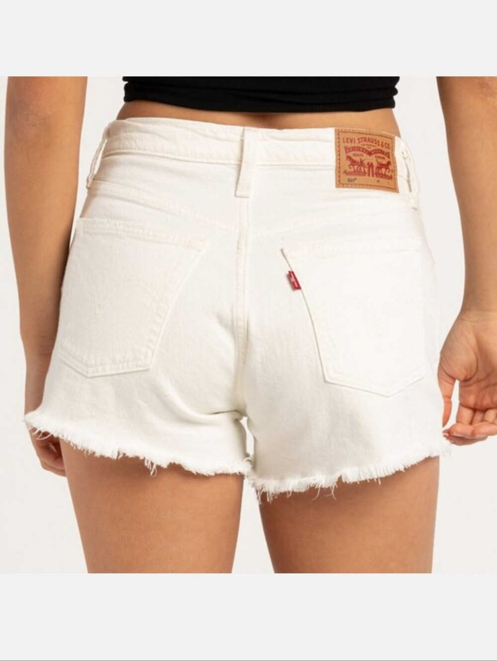Levi's 501 Original Fit High-rise Shorts White Distressed NEW 26